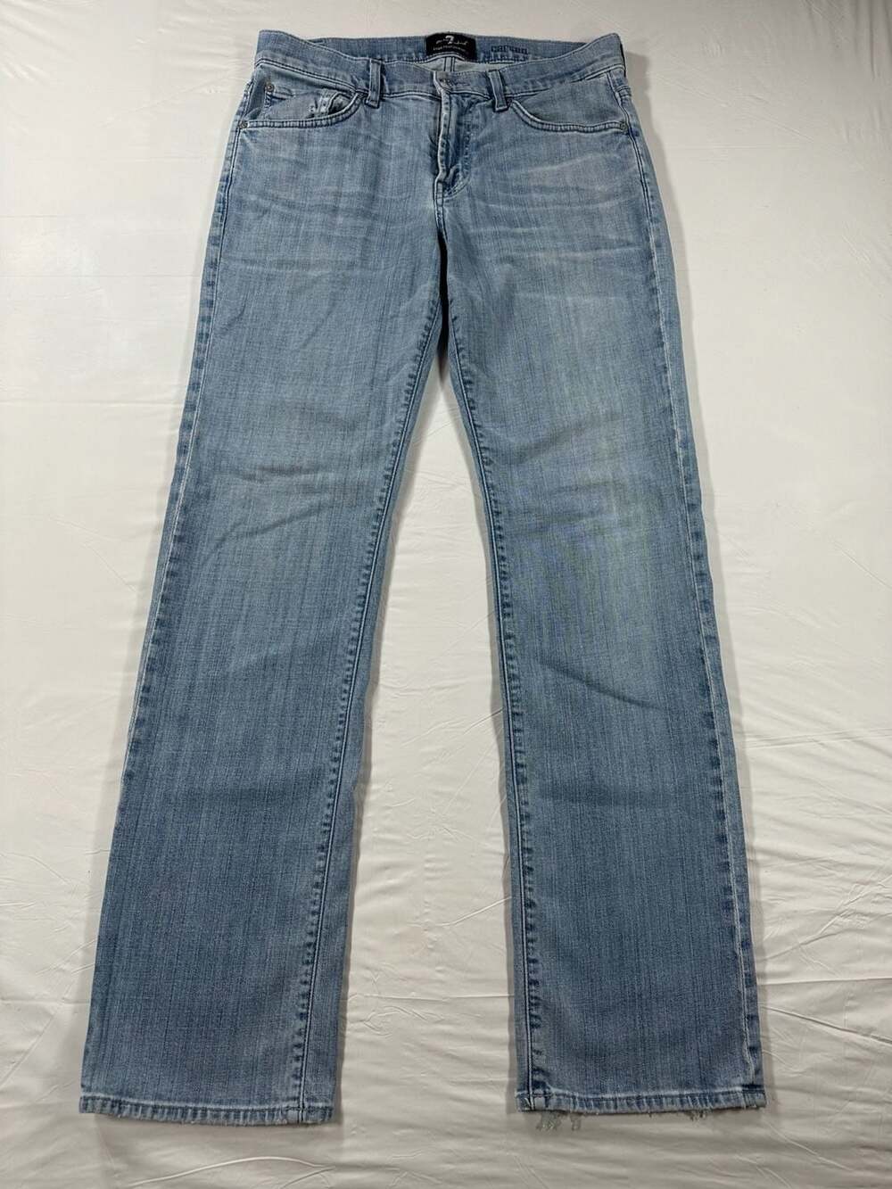 7 For All Mankind Carsen Jeans Mens 31x32 Blue Straight Light Wash Denim